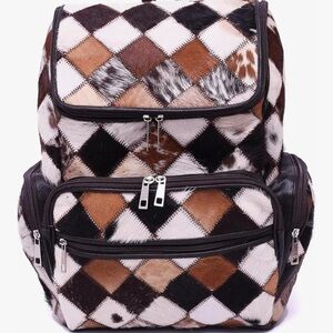 Patchwork Leather Diaper Bag Backpack